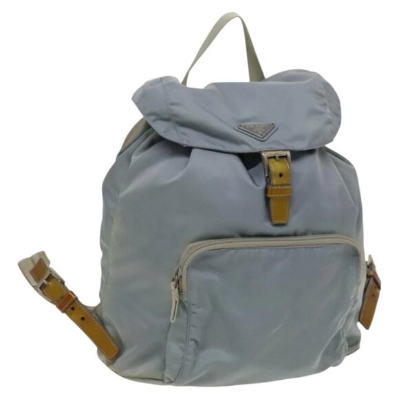 PRADA Backpack Nylon Light Blue Silver Auth 129415 - Picture 1 of 16